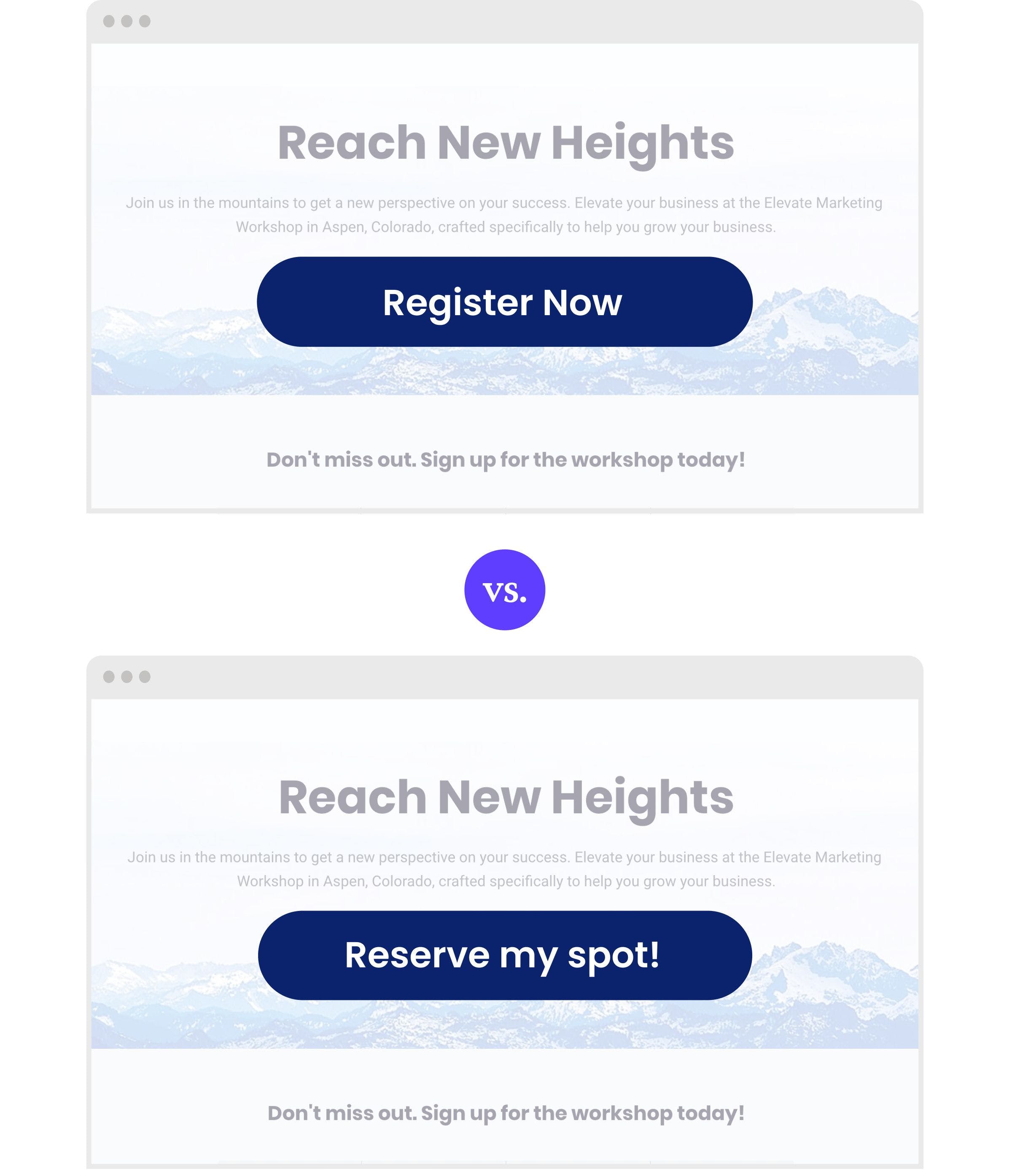A/B testing landing page call-to-action